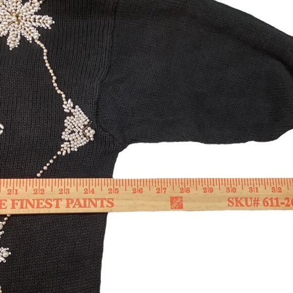 Vintage Work In Progress By Gladys Bagley Beaded Black Knit - Sweater Size 2X - Picture 5 of 7